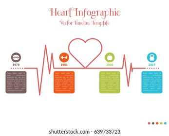 Vector infographic timeline template with heart. Concept on the white background.