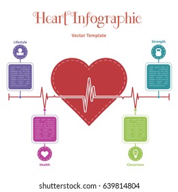 Vector infographic timeline template with heart. Concept on the white background.