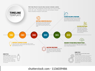 Vector Infographic timeline template with horizontal line and various description