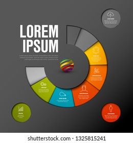 Vector Infographic timeline template made from colorful wheel - dark version