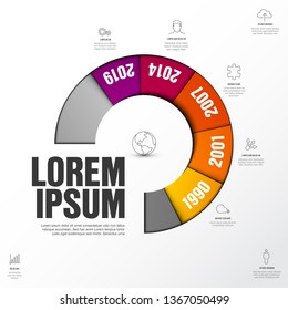Vector Infographic timeline template made from colorful wheel
