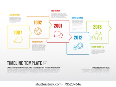 Vector Infographic timeline template made from thin line bubbles and icons