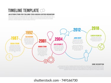 Vektorgrafik-Timeline-Vorlage aus dünnen Linien und Symbolen