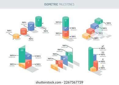 Vector infographic timelines and milestones set