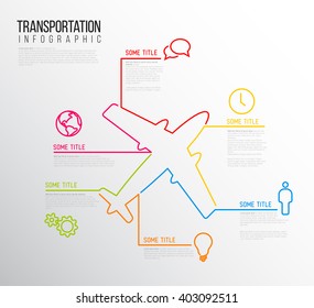 Vector Infographic Transport Report Template Made From Lines And Icons With Airplane 