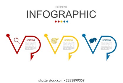 vector infographic triangle and curve formed by arrow line elements template block. used for process diagram, presentation, working flow, information layout, banner, chart, and graph.
