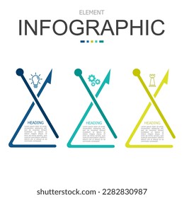 vector infographic triangle hourglass formed by arrow line elements template block. used for process diagram, presentation, working flow, information layout, banner, chart, and graph.