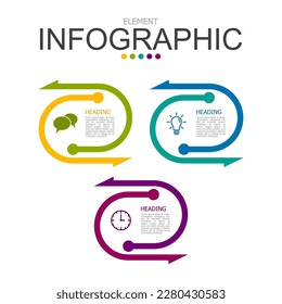vector infographic two rotating arrows pointing opposite each other element template block. used for process diagram, presentation, working flow, information layout, banner, chart, and graph.
