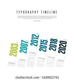 Vector Infographic typographic timeline report template with the biggest milestones years and description - light teal diagonal version