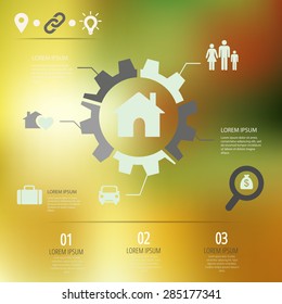 Vector infographic web and mobile interface template with unfocused background,Icons set for business design,blur,icon,illustration