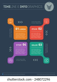 Vector infographic. Web Template for cycle diagram or presentation of technological process. Business concept with four parts including icons.