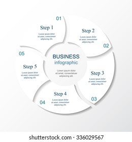 Vector infographic. White template for diagram, graph, presentation and chart. Business concept with 5 options, parts, steps or processes. 