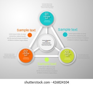 Vector infographic for your business presentations with steps, options. Infographics in the form of a triangle. Can be used for infographics, graphic vector, numbered banners, web design. Eps 10