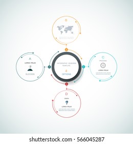 Vector infographics, 3D paper label with integrated circles, diagram template, Blank space for content, business, infographic, flowchart, flow chart. Business concept with options or steps process