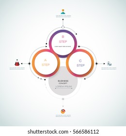 Vector infographics, 3D paper label with integrated circles, diagram template, Blank space for content, business, infographic, flowchart, flow chart. Business concept with options or steps process