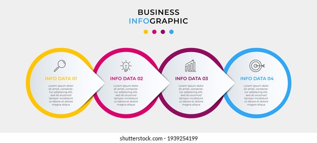 Vector Infographics with 4 options or steps. Business concept. Can be used for presentations banner, workflow layout, process diagram, flow chart, info graph