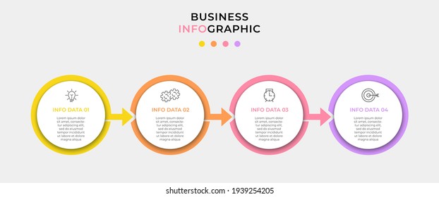 Vector Infographics With 4 Options Or Steps. Business Concept. Can Be Used For Presentations Banner, Workflow Layout, Process Diagram, Flow Chart, Info Graph