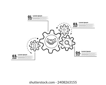  Infografía vectorial de 4 etapas para lograr éxito en el diseño de sitios web, presentaciones. Diseño moderno de ilustraciones de datos de oficina. Diseño gráfico moderno. Plantilla sencilla de diseño infográfico.