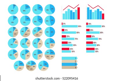 Vector Infographics 5 to 95 percent charts, arrows, growth and fall graphics isolated