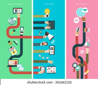 Vector. Infographics background social media network. Concept Internet comunications. Digital marketing. Creativ network. Network comunications. 