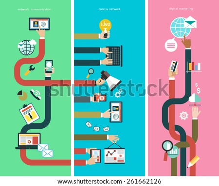 Vector. Infographics background social media network. Concept Internet comunications. Digital marketing. Creativ network. Network comunications. 