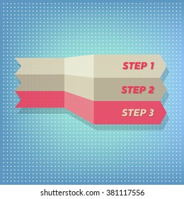 vector infographics, brown and red lines Step 1 2 3 lines on blue background