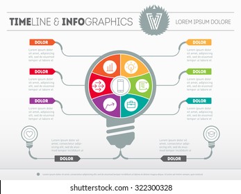 Vector infographics. Business concept with six options, parts, steps or processes. Templates for cycle diagram, graph, presentation and round chart with additions.