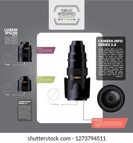 vector infographics, cameras and lenses, eps 10