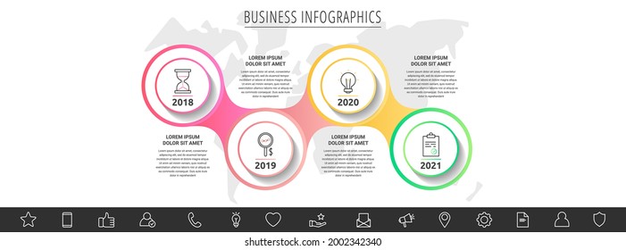 Vector infographics circles. Business concept of 4 options. Timeline step by step template with four labels for diagram, web, banner, presentations, flowchart, content, levels, chart, graphic