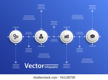  Vector infographics with circles and icons on blue backgraund. Can be used for workflow layout, diagram, business step options, banner, web design.  Eps 10