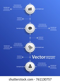  Vector infographics with circles and icons on blue backgraund. Can be used for workflow layout, diagram, business step options, banner, web design.  Eps 10