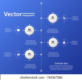  Vector infographics with circles and icons on blue backgraund. Can be used for workflow layout, diagram, business step options, banner, web design.  Eps 10