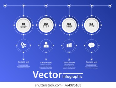 Vector infographics with circles and icons on blue backgraund. Can be used for workflow layout, diagram, business step options, banner, web design.  Eps 10