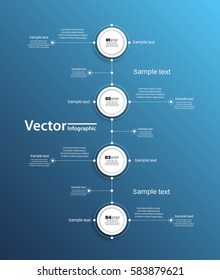 Vector infographics with circles on blue backgraund. Can be used for workflow layout, diagram, business step options, banner, web design.  Eps 10