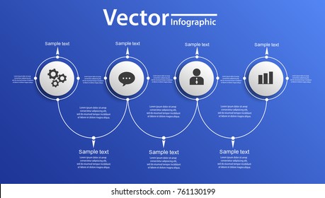 Vector infographics with circles on blue backgraund. Can be used for workflow layout, diagram, business step options, banner, web design.  Eps 10