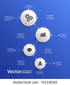 Vector infographics with circles on blue backgraund. Can be used for workflow layout, diagram, business step options, banner, web design.  Eps 10