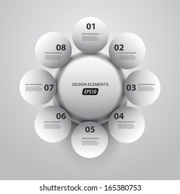 vector infographics - component parts of one whole / white balls