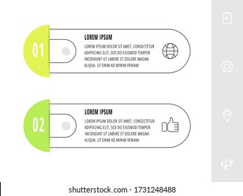 Vector infographics design template with 2 labels and icons. Vector line concept. 