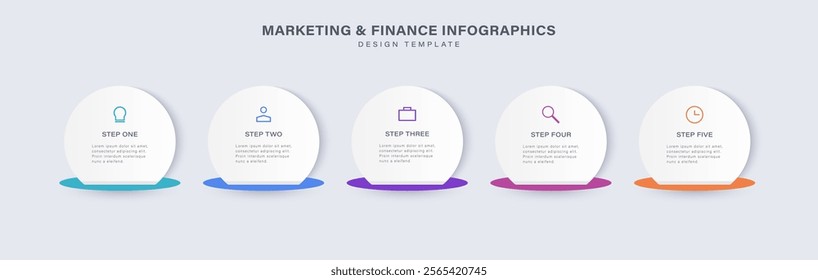Vector infographics design template 5 steps or options.