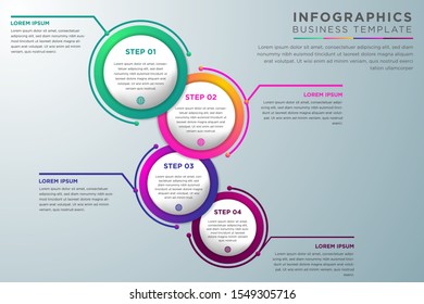 Vector infographics design template. Business concept with 4 options, parts, steps or processes. Can be used for workflow layout, diagram, number options, web design. Data visualization.