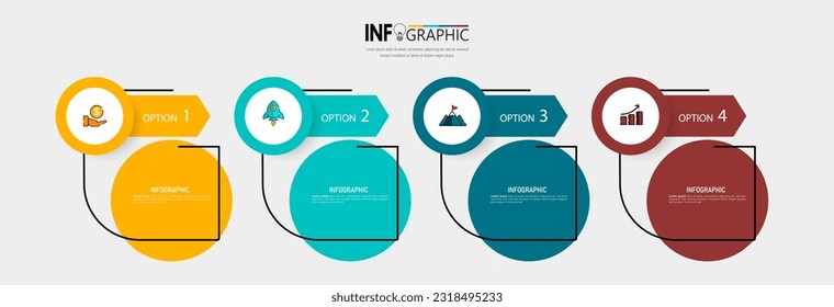 Plantilla de diseño de infografías vectoras, concepto de negocio con 4 pasos.