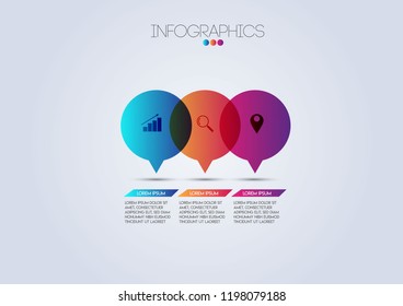 vector Infographics design template with icons and 3 options or steps. Can be used for process, presentations, layout, banner,info graph.
