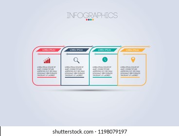 vector Infographics design template with icons and 4 options or steps. Can be used for process, presentations, layout, banner,info graph.