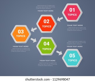 Vector infographics design template , integrated hexagon background. Blank space for content, business, infographic, diagram, digital network, flowchart, process diagram, timeline