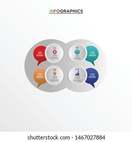 Vector infographics design template, integrated circles with chat. Blank space for content, business, infographic, diagram, digital network, flowchart, process diagram, timeline