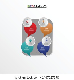 Vector infographics design template, integrated circles with chat. Blank space for content, business, infographic, diagram, digital network, flowchart, process diagram, timeline