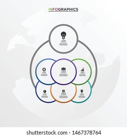 Vector infographics design template, integrated circles background. Blank space for content, business, infographic, diagram, digital network, flowchart, process diagram, timeline
