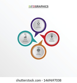 Vector infographics design template, integrated circles with chat. Blank space for content, business, infographic, diagram, digital network, flowchart, process