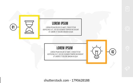 Vector infographics design template with label. Two steps. Modern line concept can be used for diagram, business, web, banner, workflow layout, presentations, info graph, timeline, content, levels