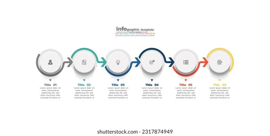 Vector infographics design template marketing information with 6 options